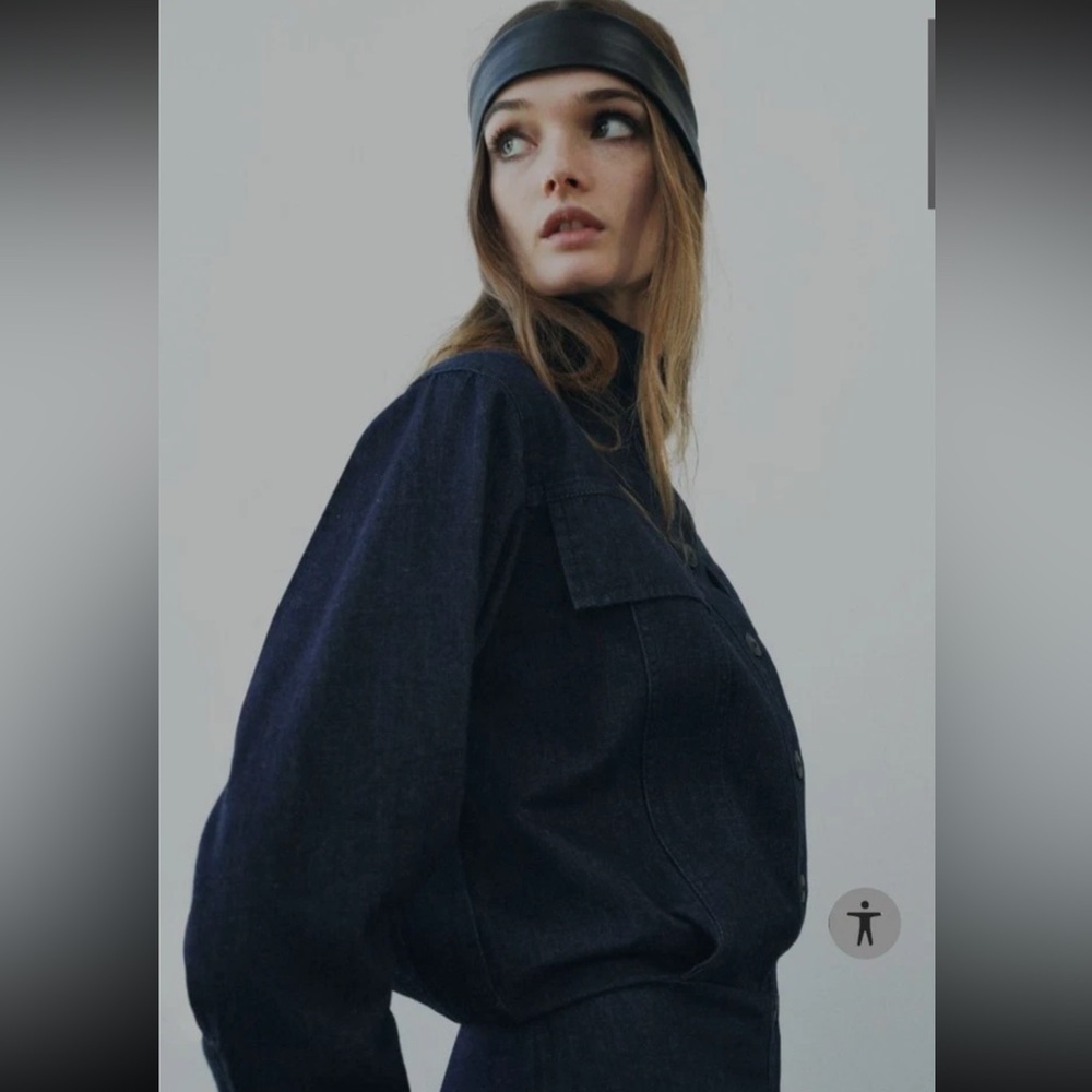 Zara Chic Denim Button-Up Dress XS - Picture 4 of 7